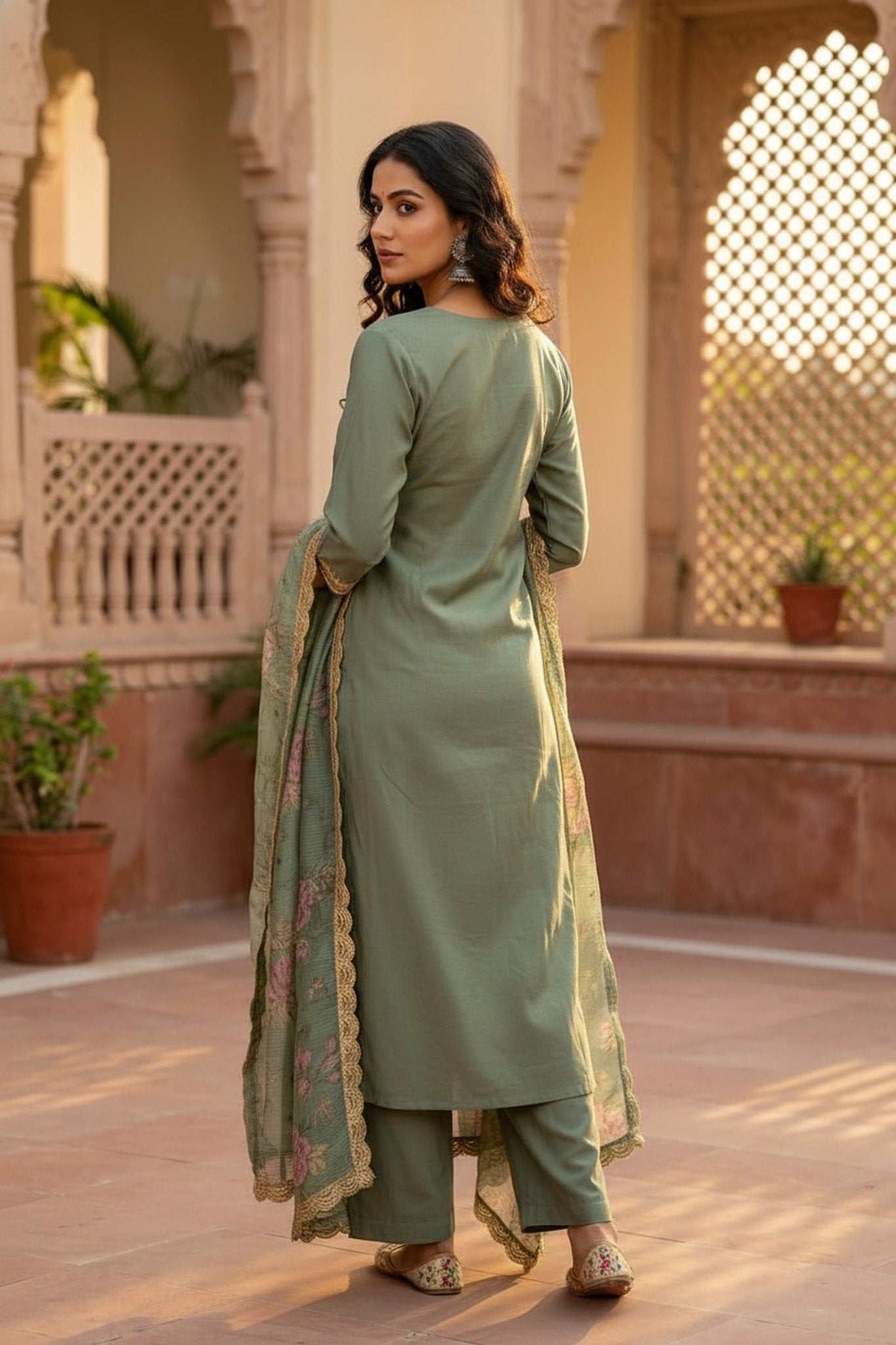 Sea Green Serenity Straight-Cut Three Piece Suit Set - Freyaa USA & Canada