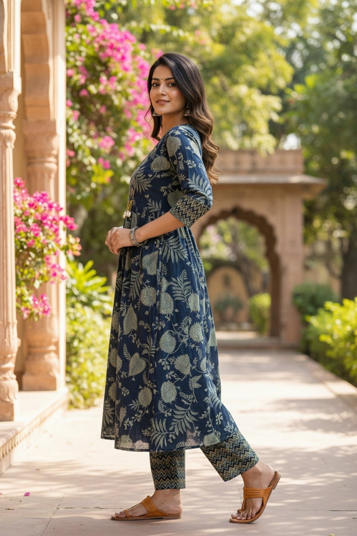 Green Aura Printed Co-ord with Kodi Embellished Top - Freyaa USA & Canada