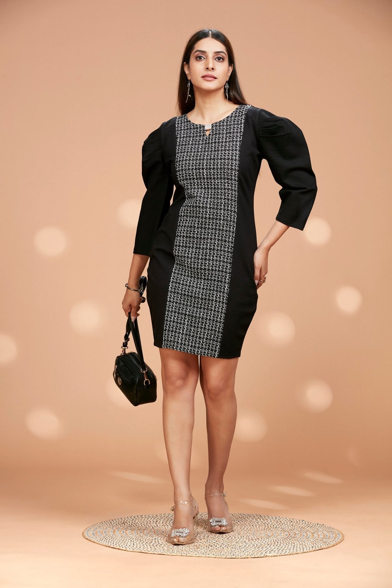 Black Dress with Back Slit - Freyaa USA & Canada