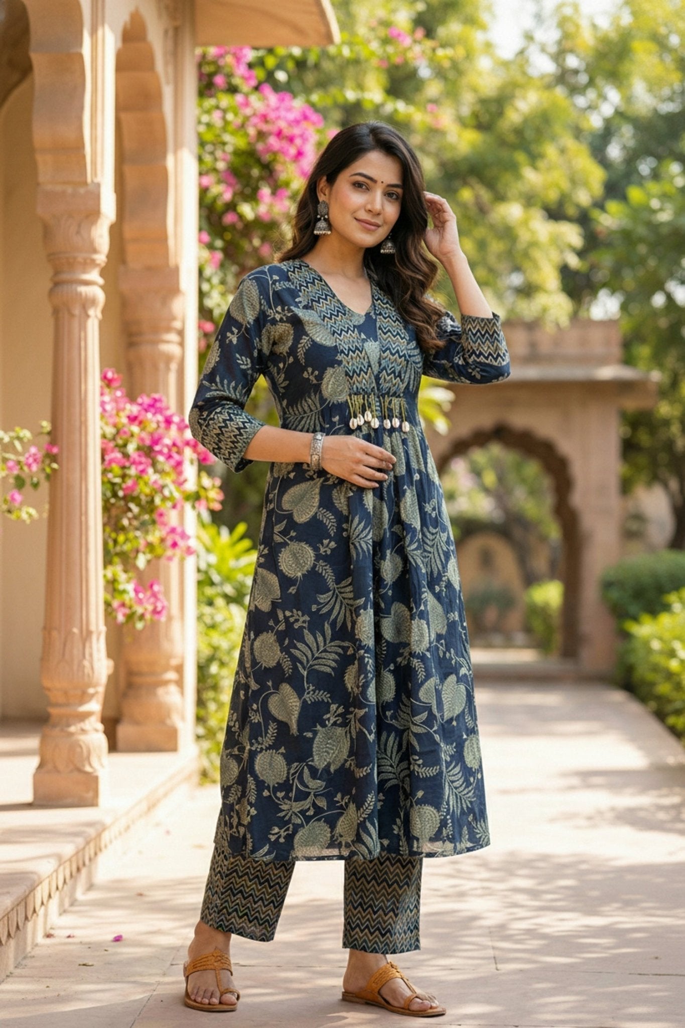 Green Aura Printed Co-ord with Kodi Embellished Top - Freyaa USA & Canada