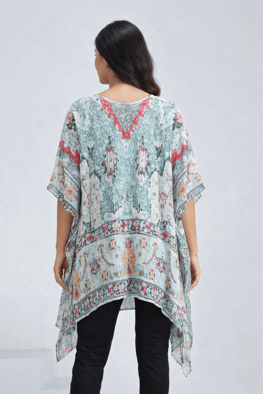Embroidered Sea Green Kaftan - Freyaa USA & Canada