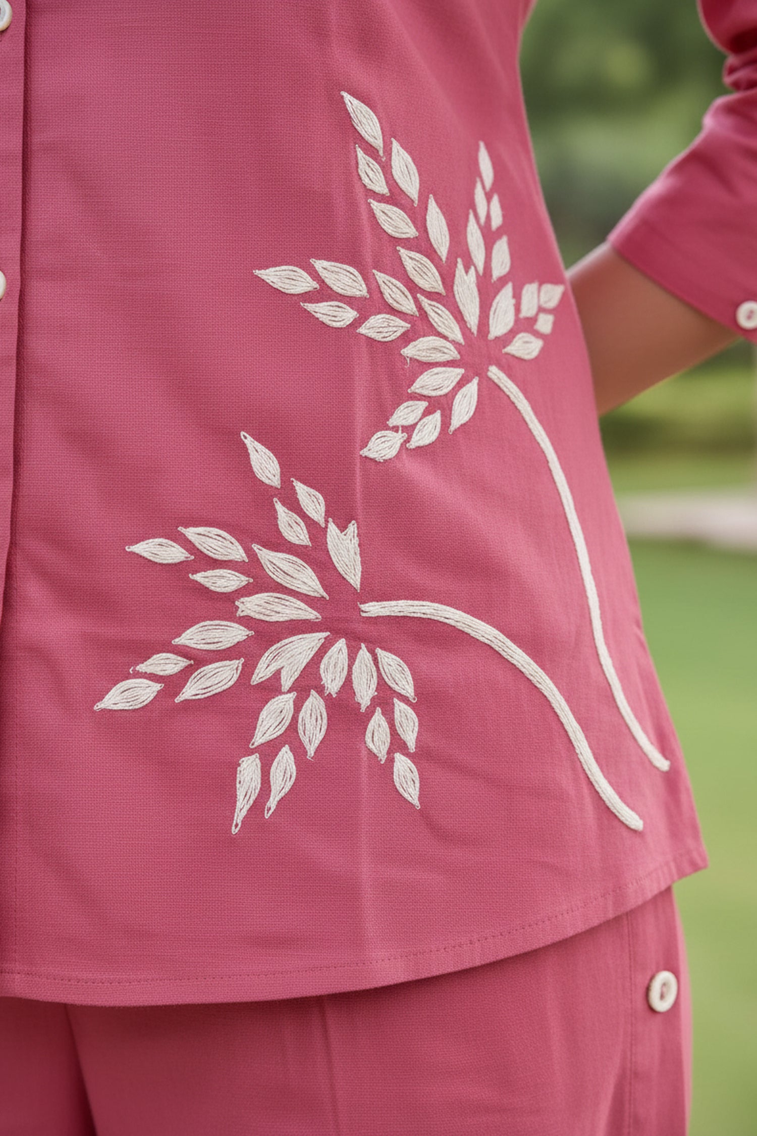Rose Pink Floral Shirt Cord Set