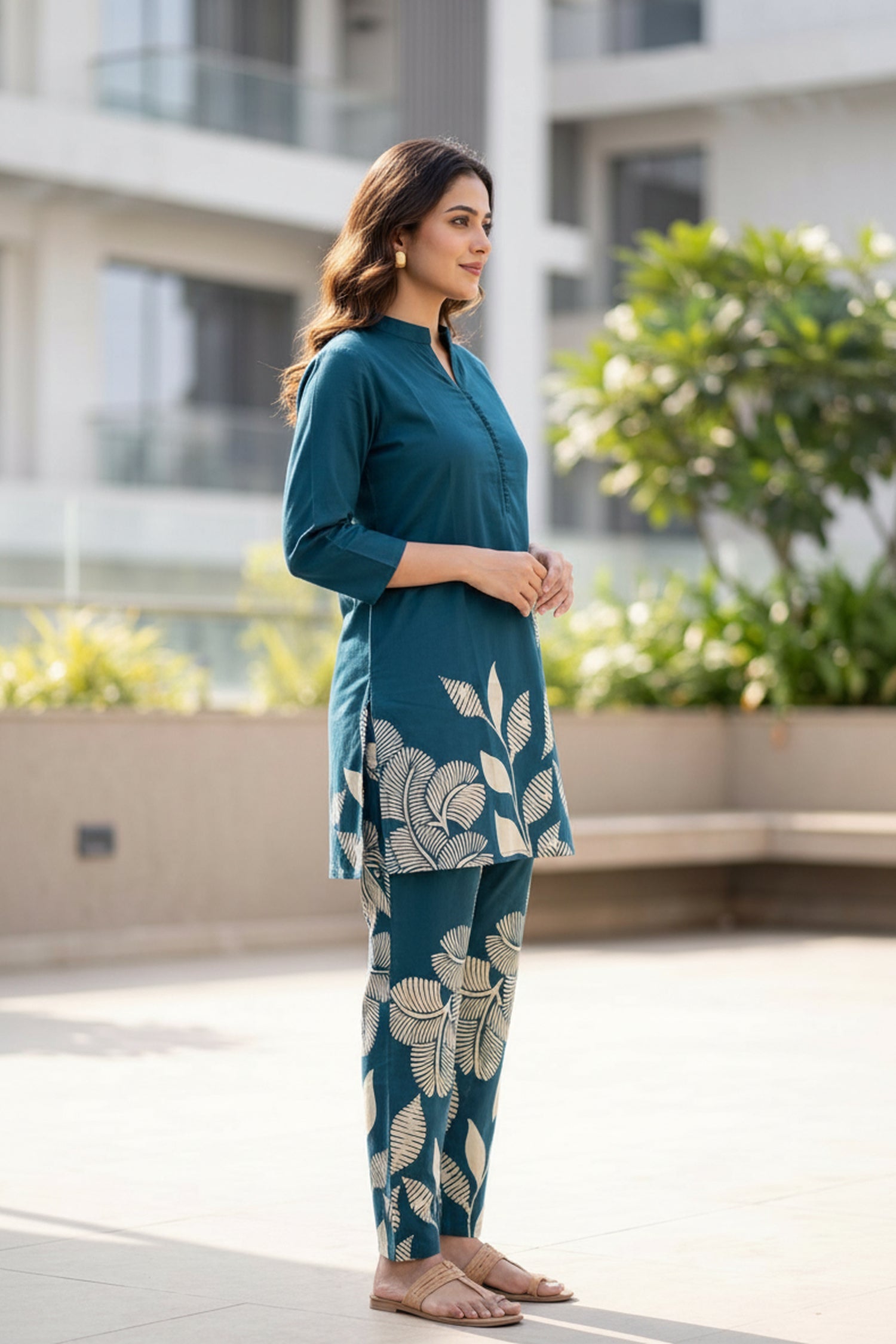 Teal Botanical Print CordSet