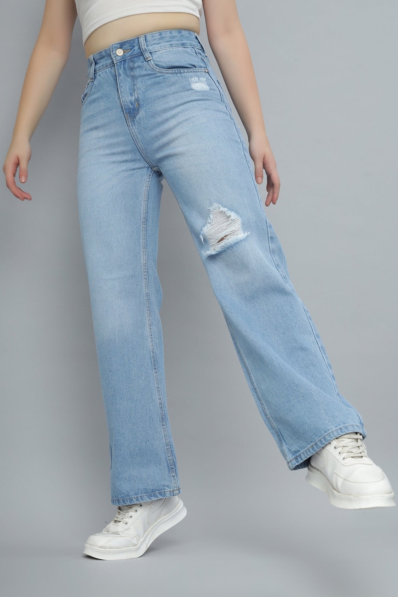 Side Ripped Street Denim - Freyaa USA & Canada