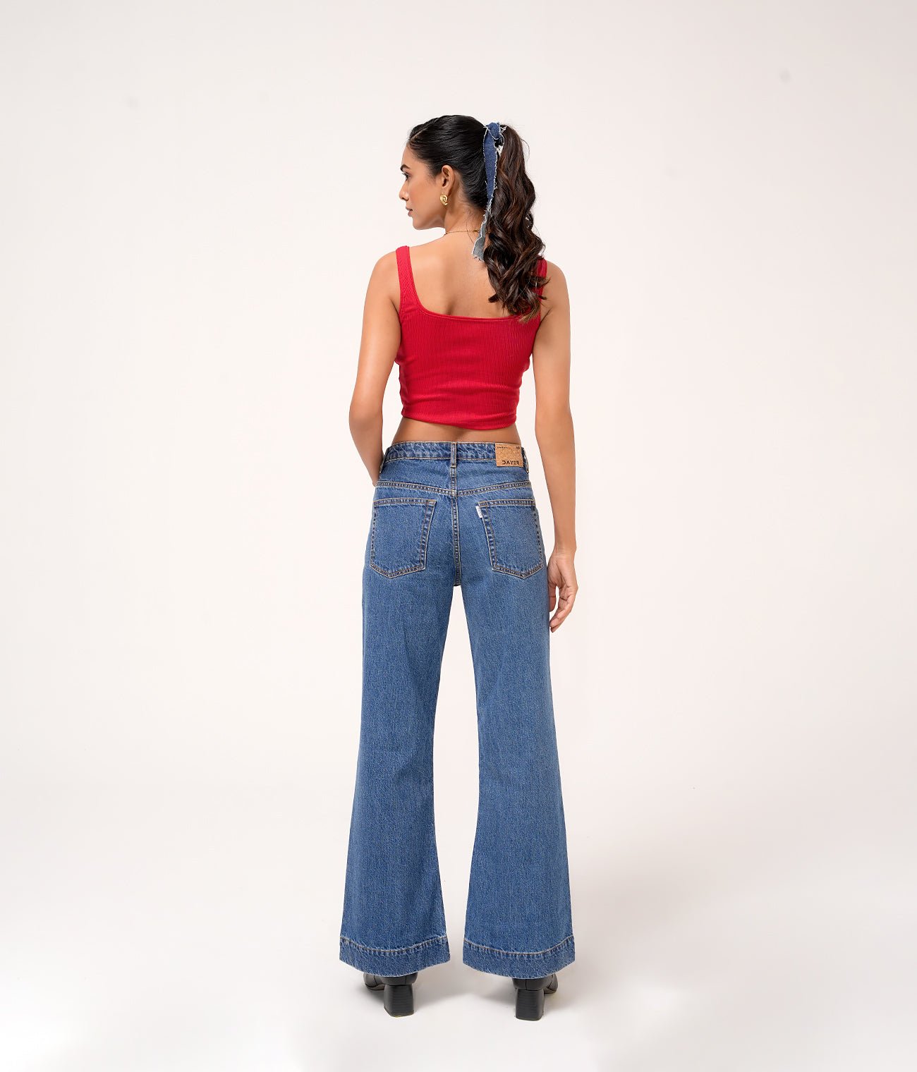 Blue Retro Style Bootcut Jeans - Freyaa USA & Canada
