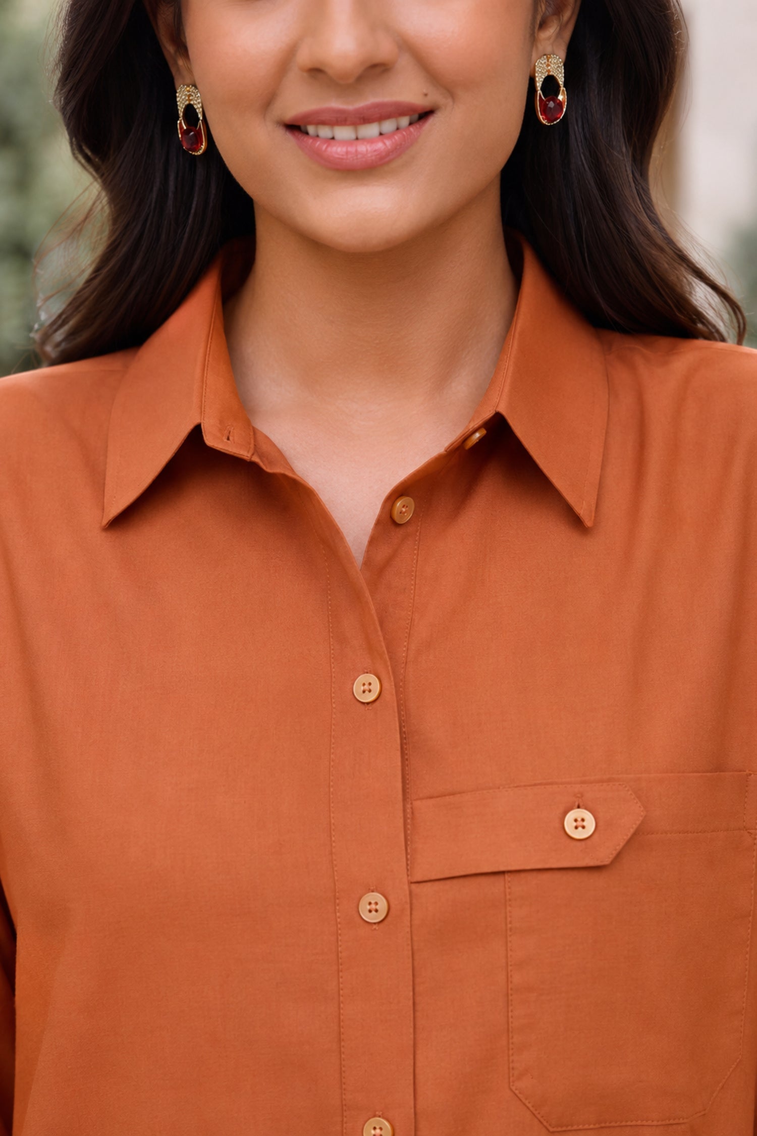 Burnt Orange Shirt Dress