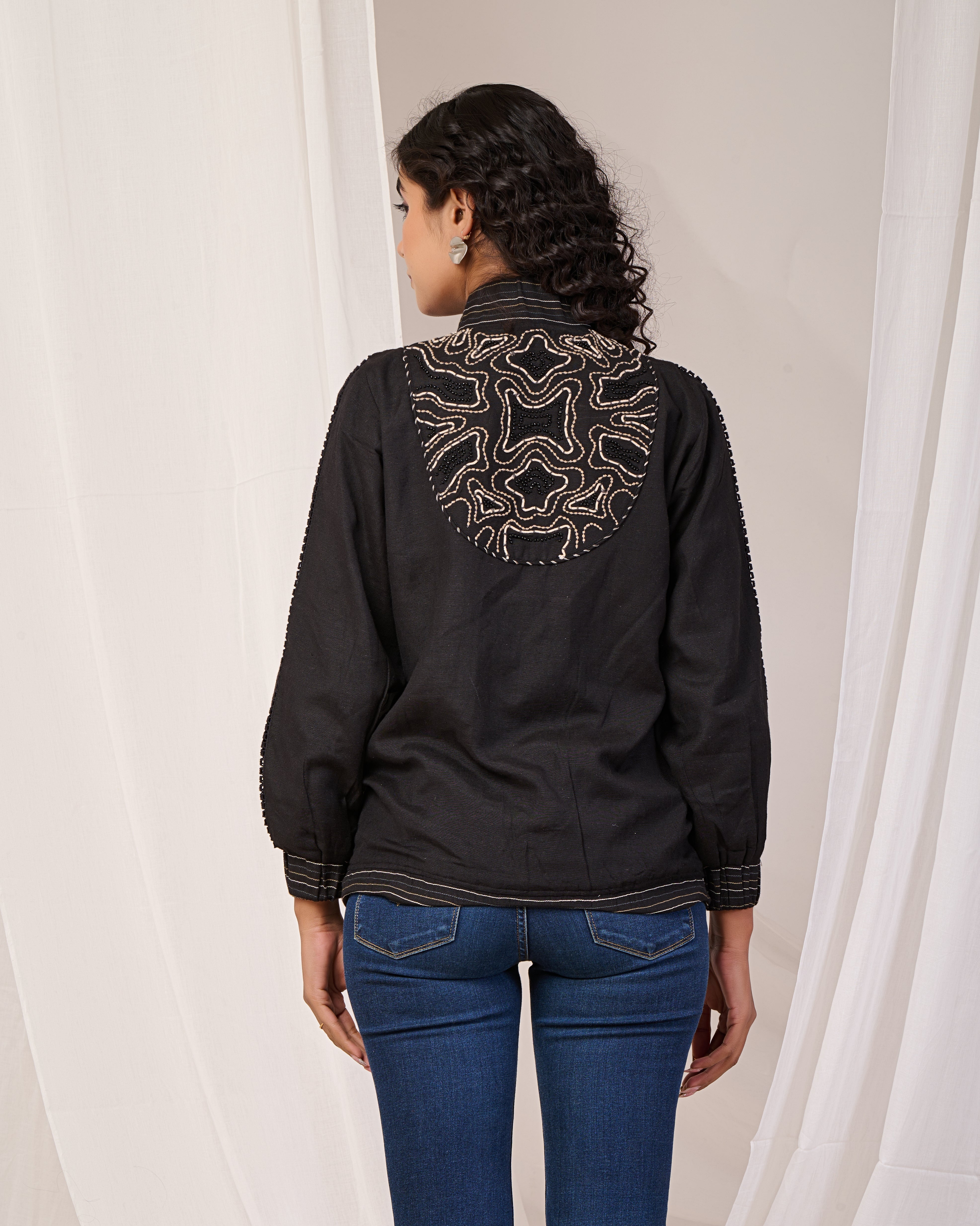 Classic Black Cotton Layering Jacket