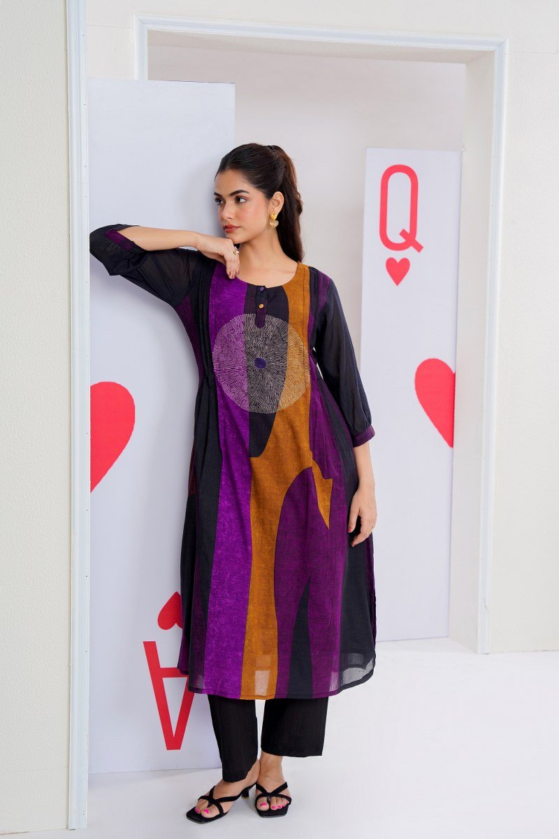 Black & Purple Charm Cotton Cord Set - Freyaa USA & Canada
