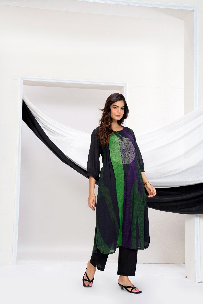 Black & Green Cotton Cord Set - Freyaa USA & Canada