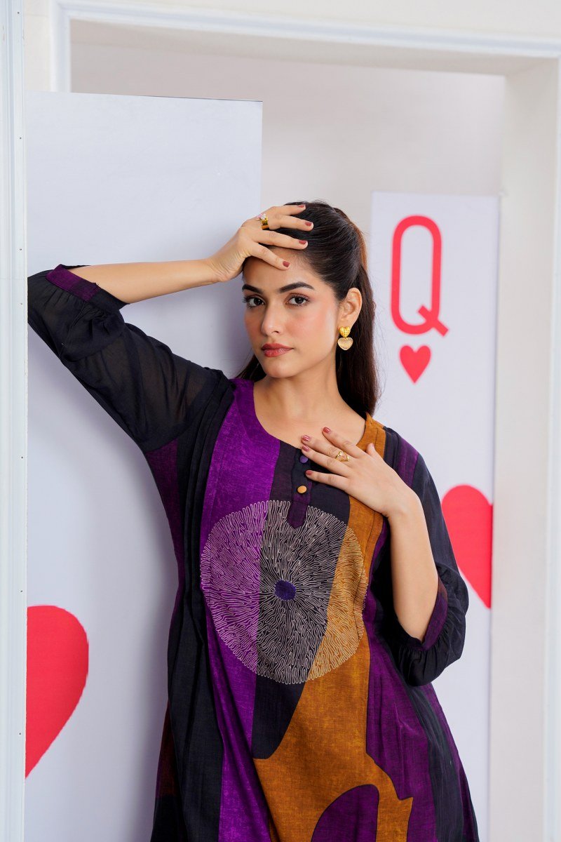 Black & Purple Charm Cotton Cord Set - Freyaa USA & Canada