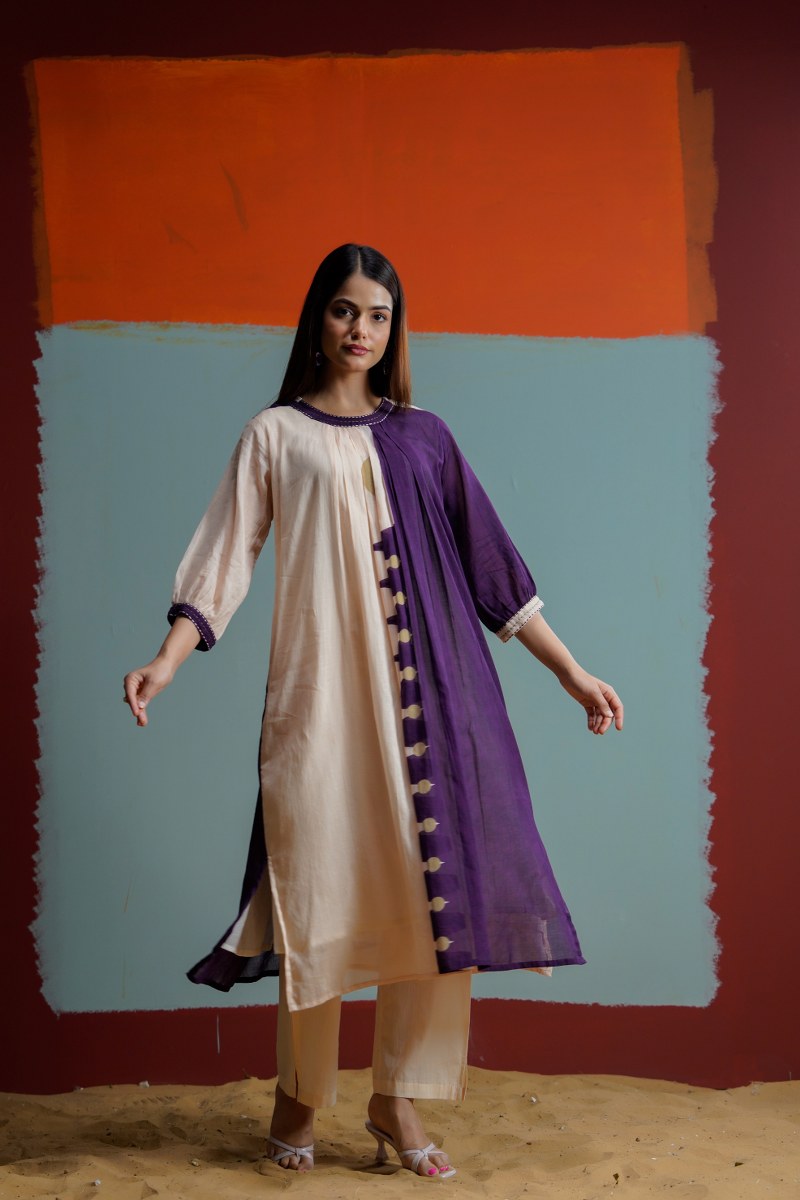 Purple & Cream Cotton Co-ord Set