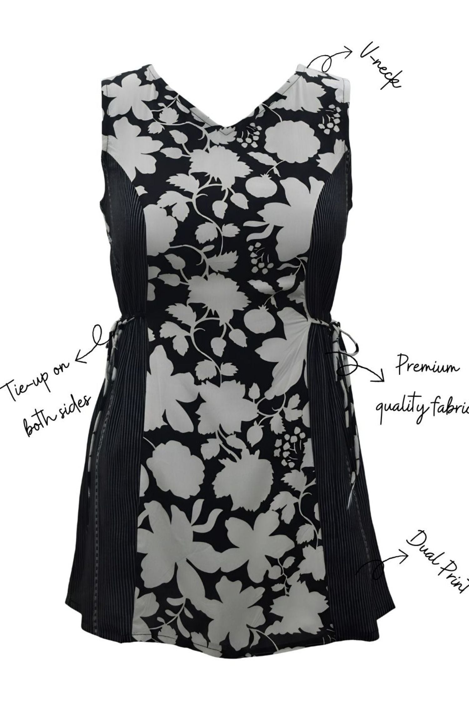 Black & White Floral Sleeveless Top