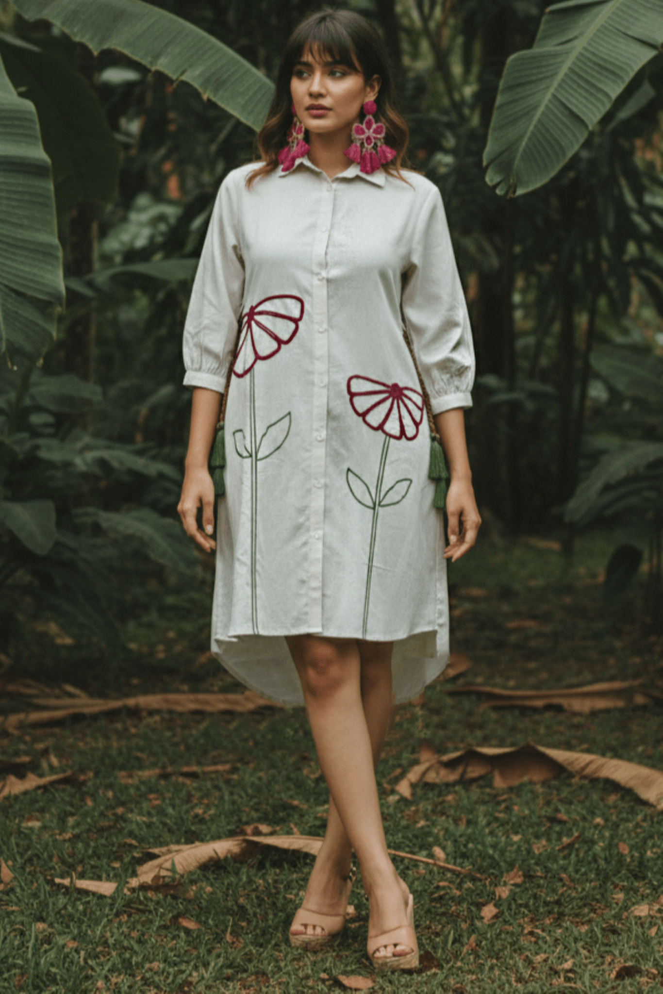 White High Low Relaxed Fit Shirt Dress - Freyaa USA & Canada