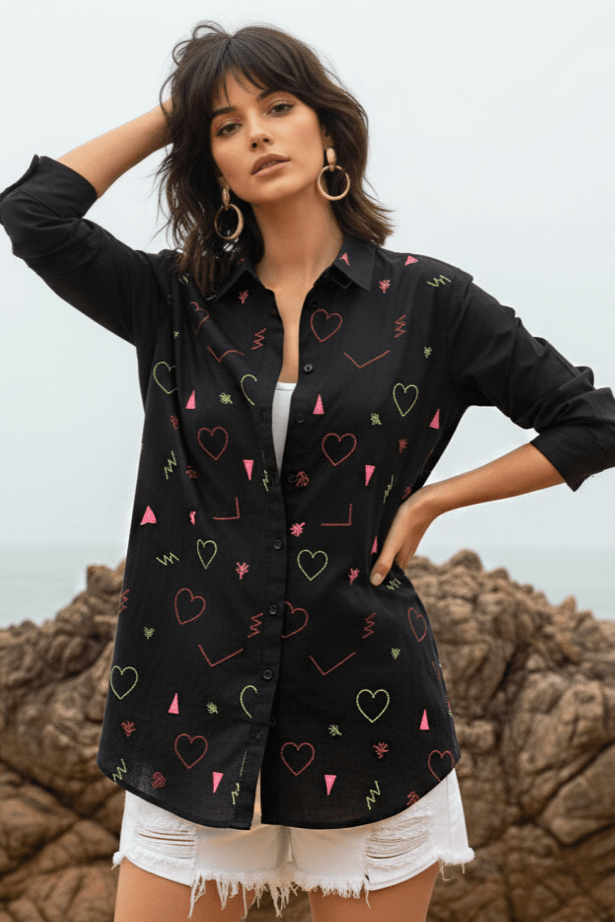 Textured Black Shirt In Regular Fit - Freyaa USA & Canada