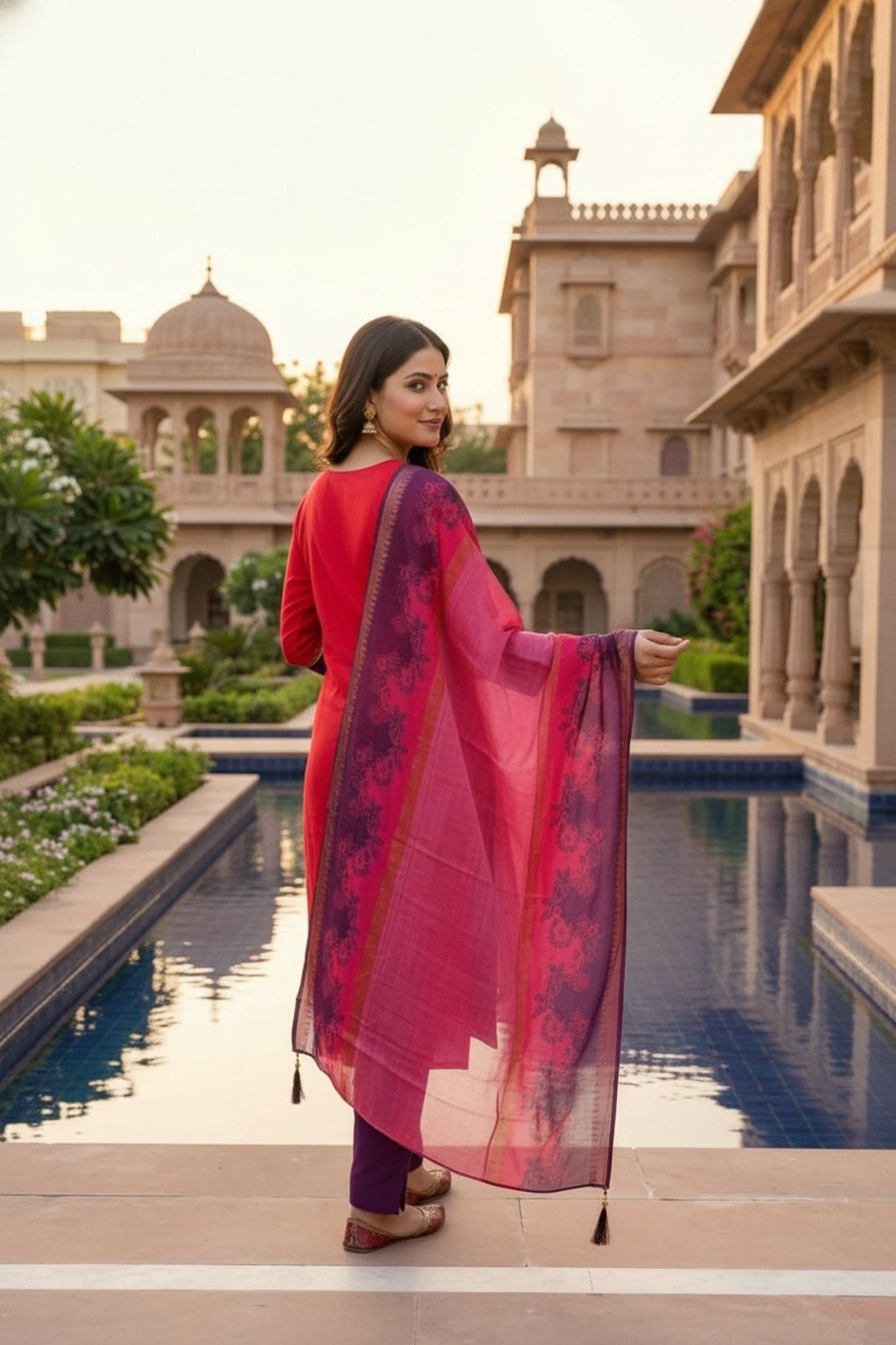 Rani Ethnic Straight Cut Set with Embroidered Design - Freyaa USA & Canada