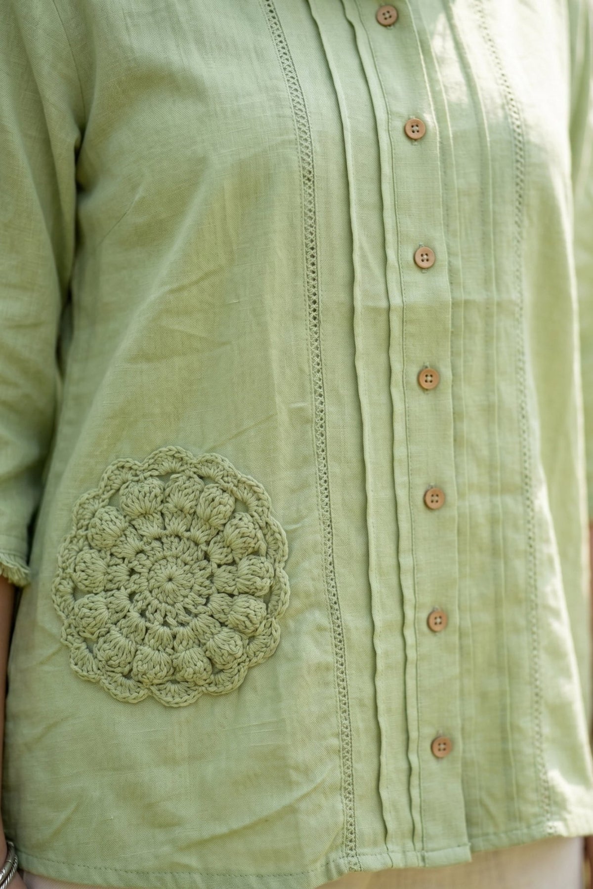 Oversized Fit Cotton Shirt in Moss Green - Freyaa USA & Canada