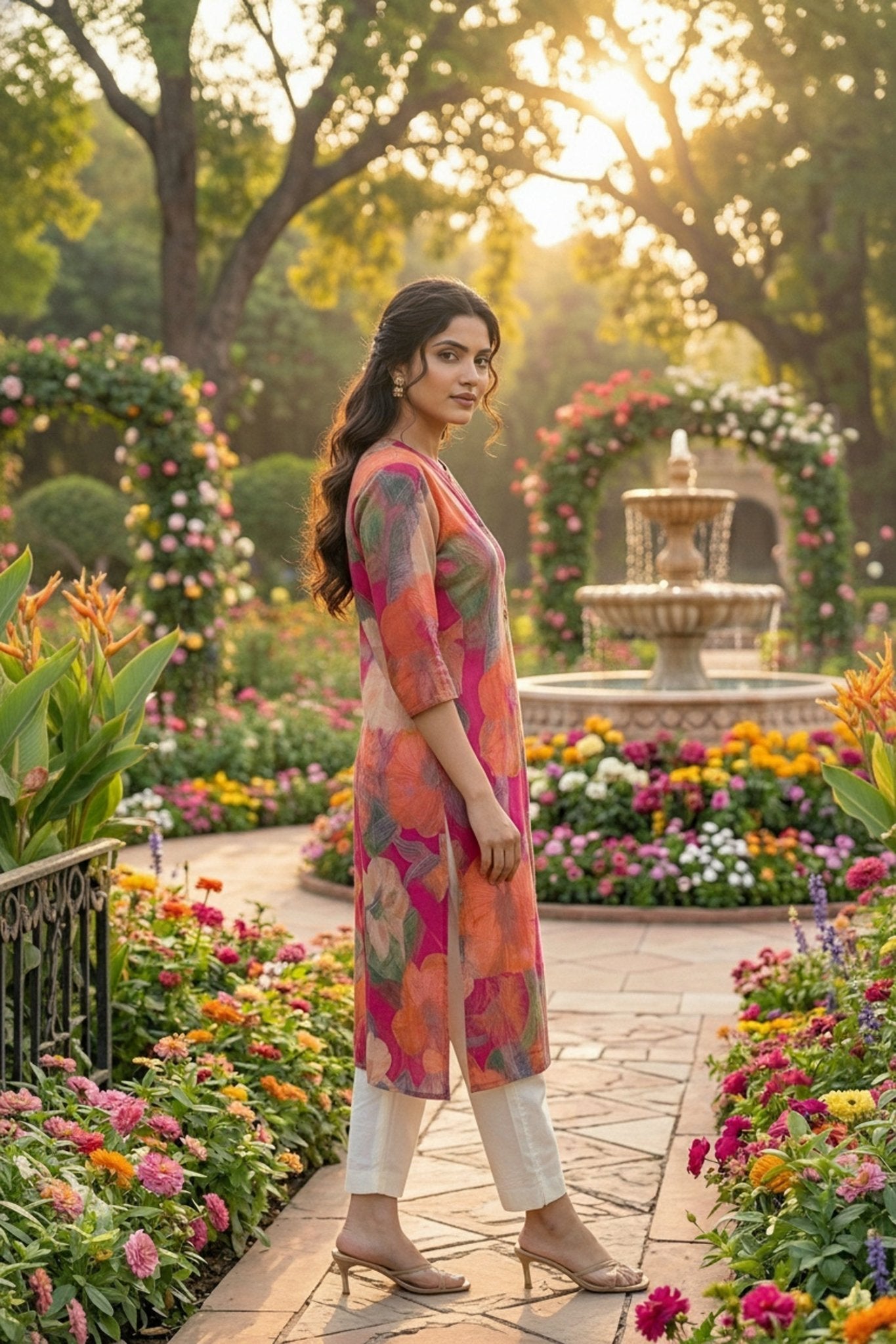 Rani Digital Printed Cotton Long Kurti - Freyaa USA & Canada