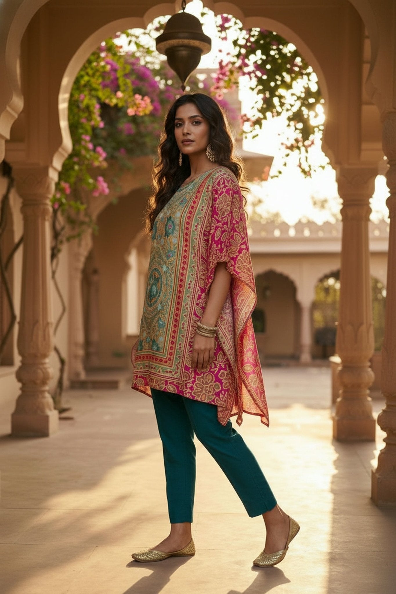 Rani Short Kaftan with Digital Design - Freyaa USA & Canada