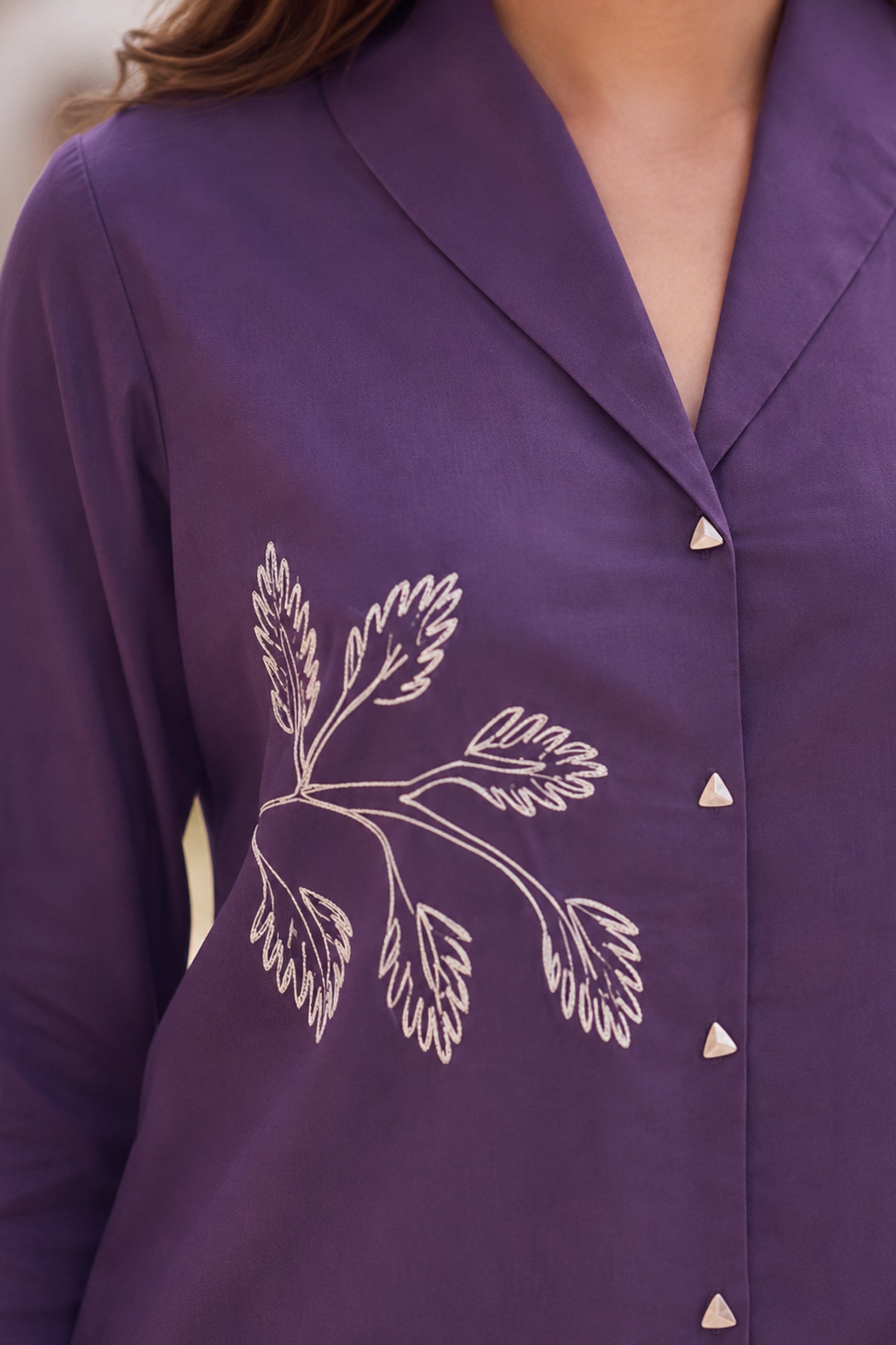 Plum Botanical Embroidered Shirt
