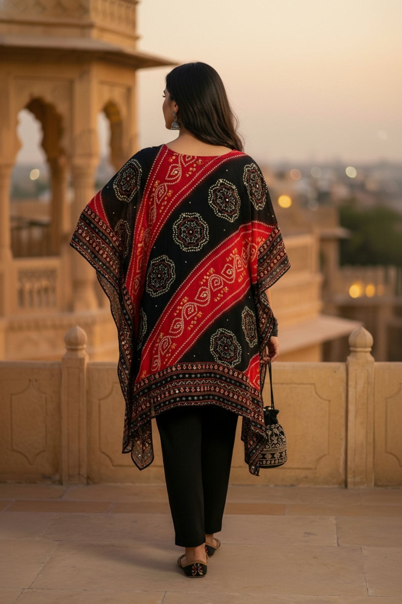 Multicolor Bold Printed Short Kaftan - Freyaa USA & Canada