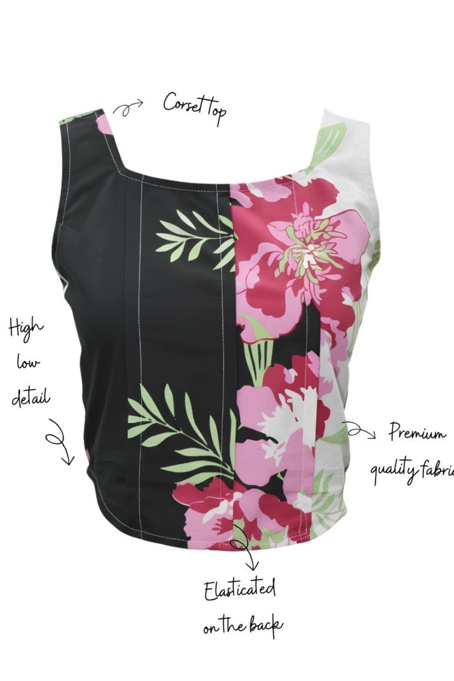Black Floral Sleeveless Tank Top