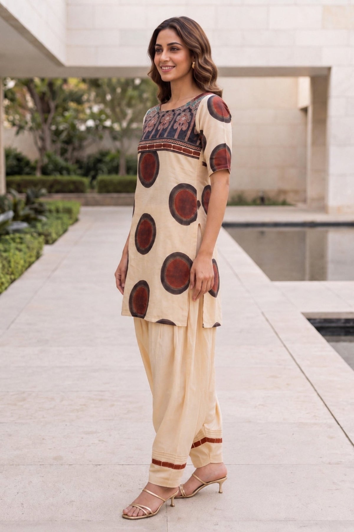Printed Cotton Farshi Salwar Kurta Co-Ord Set. - Freyaa