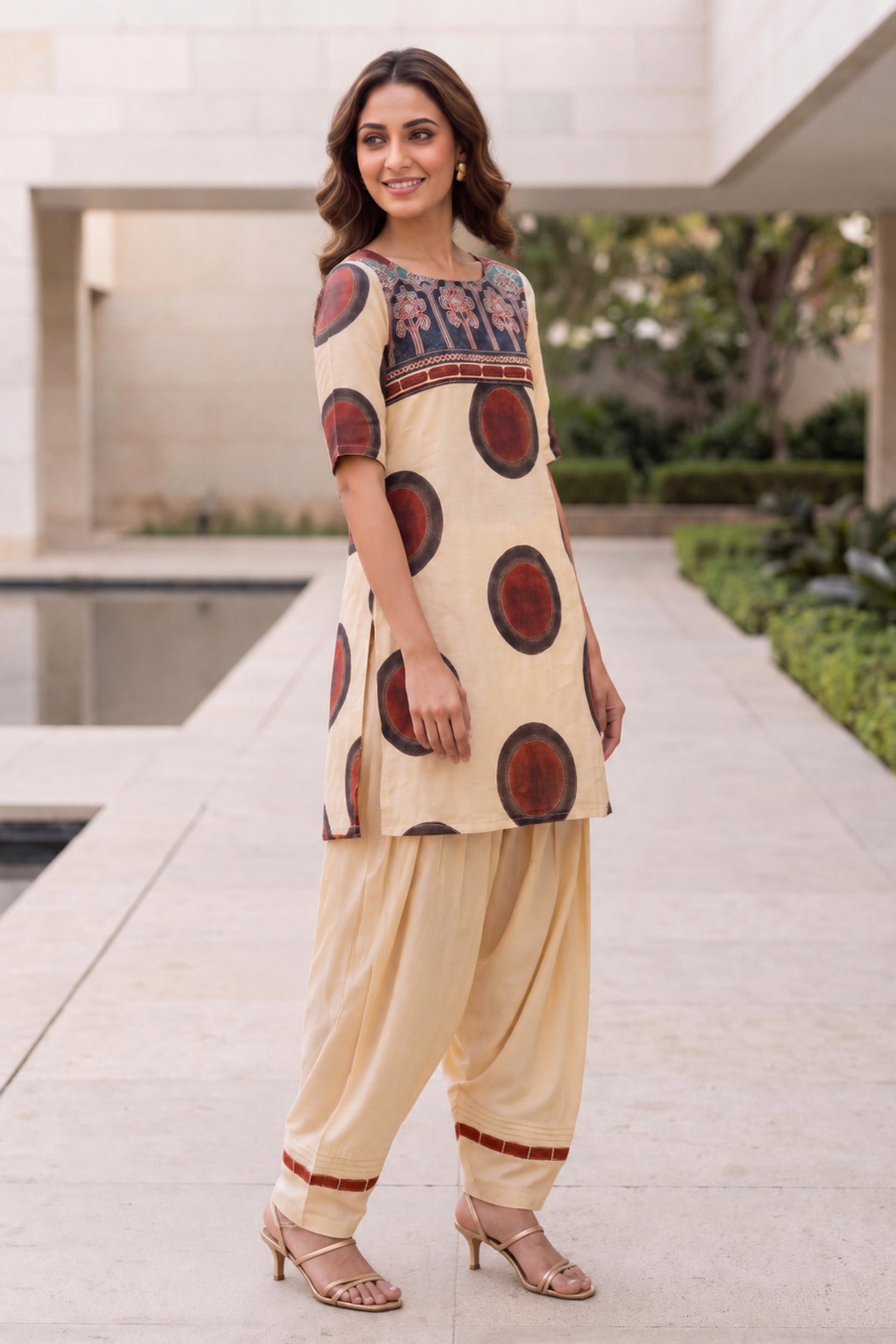 Printed Cotton Farshi Salwar Kurta Co-Ord Set.