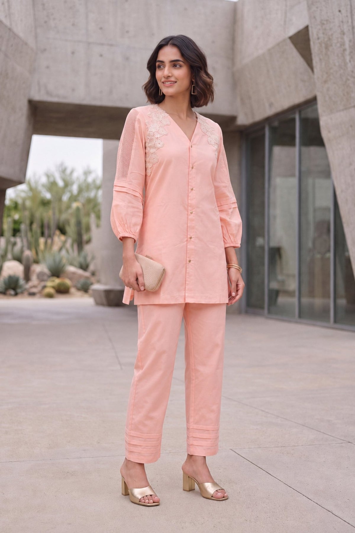 Blush Bloom Embroidered CordSet - Freyaa