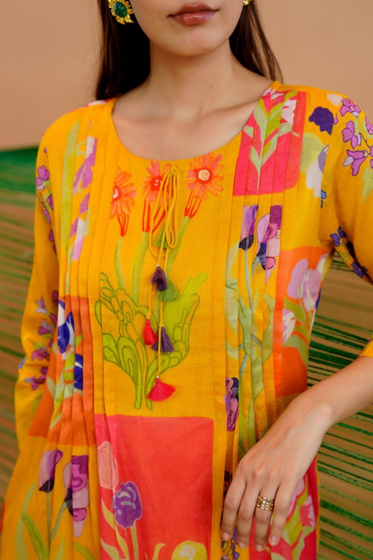 Mustard Muse Printed Cotton Cord Set