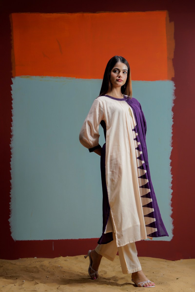 Purple & Cream Cotton Co-ord Set