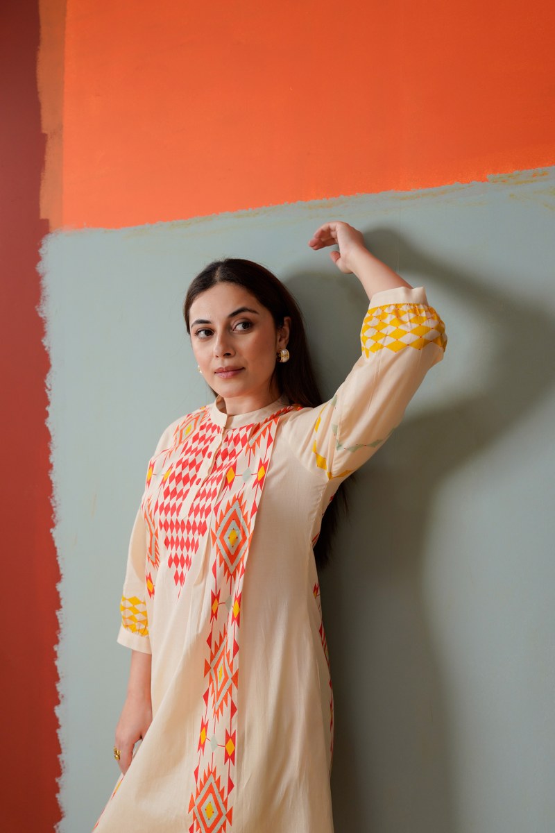 Cream Printed Cotton Co-ord Set