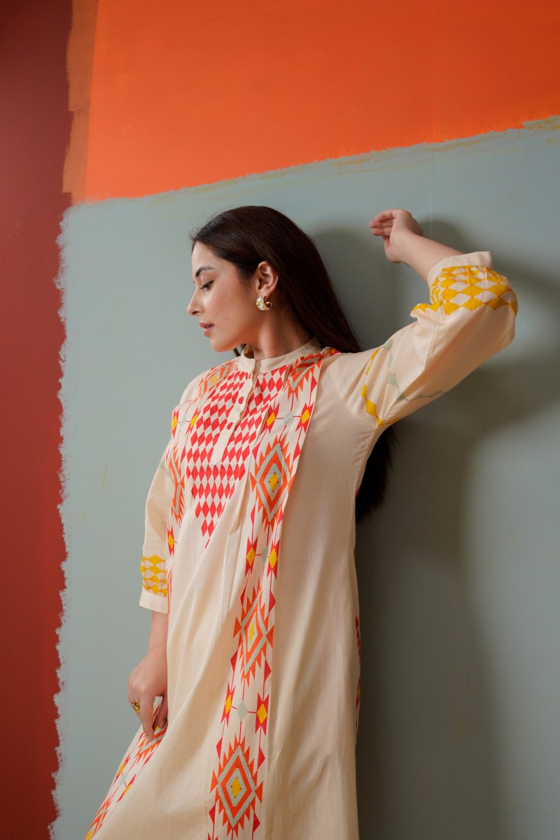 Cream Printed Cotton Co-ord Set