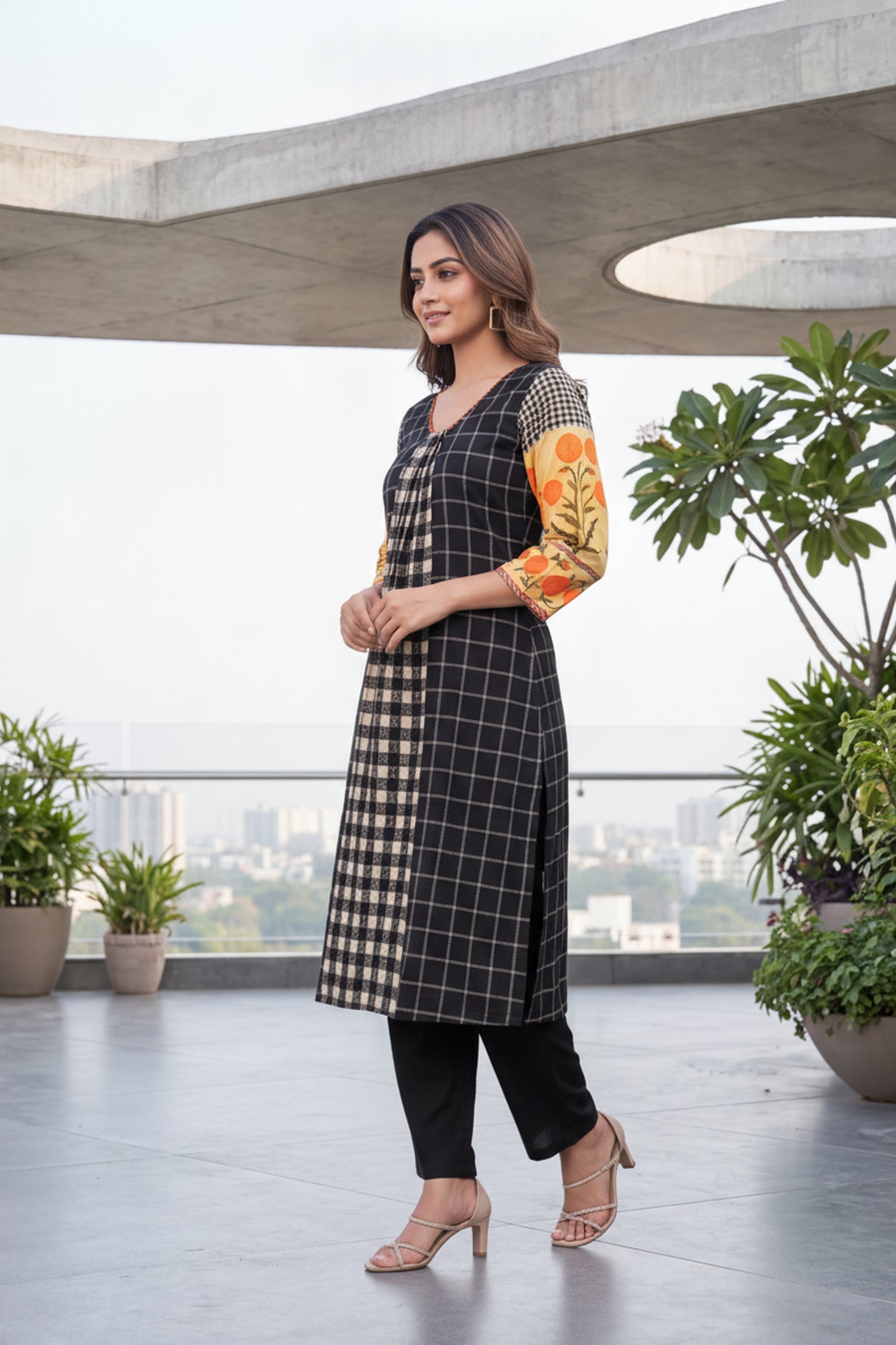 Noir Check & Citrus Print CordSet