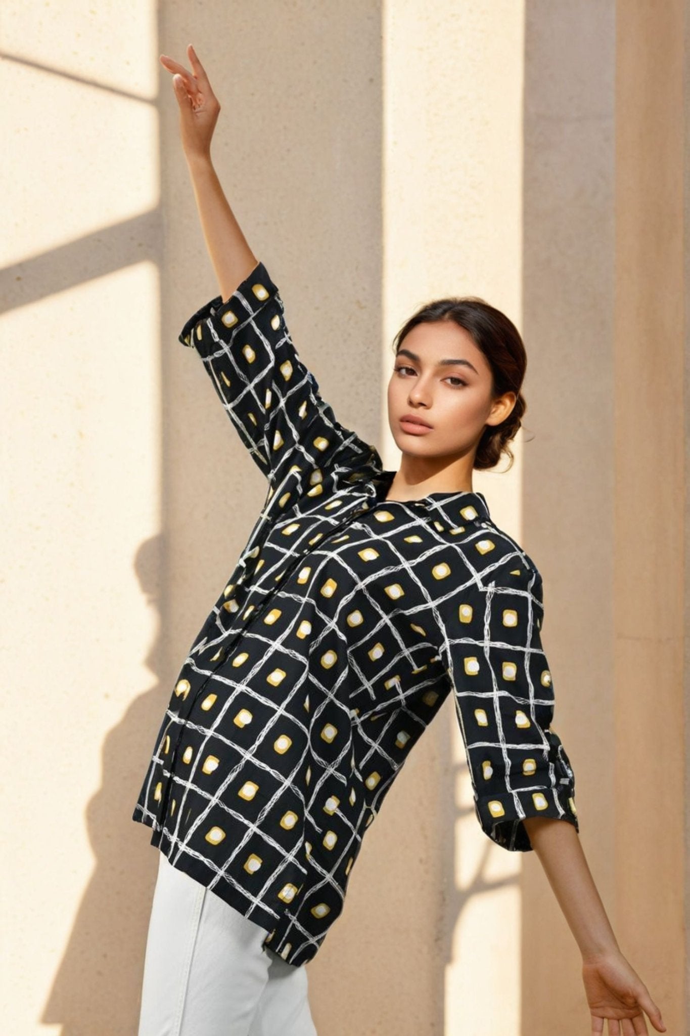 Black Dot Whisper Shirt - Freyaa USA & Canada