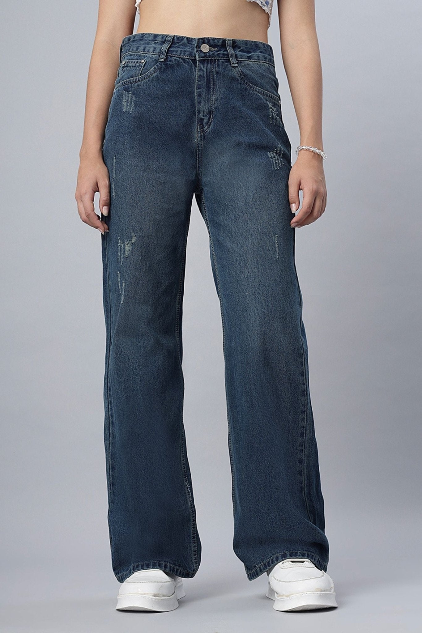 Vintage Straight-Leg Ripped Jeans - Freyaa USA & Canada