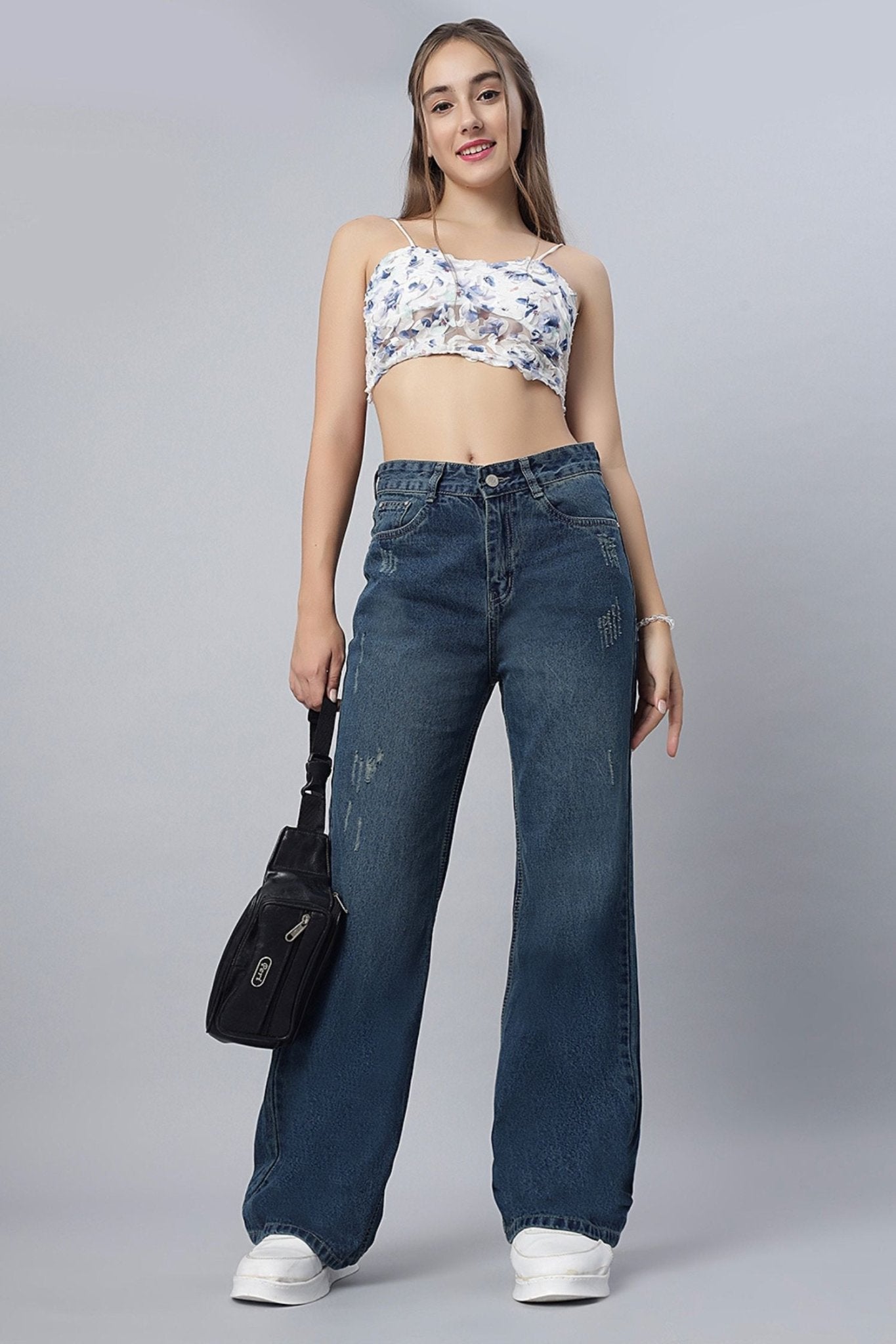 Vintage Straight-Leg Ripped Jeans - Freyaa USA & Canada