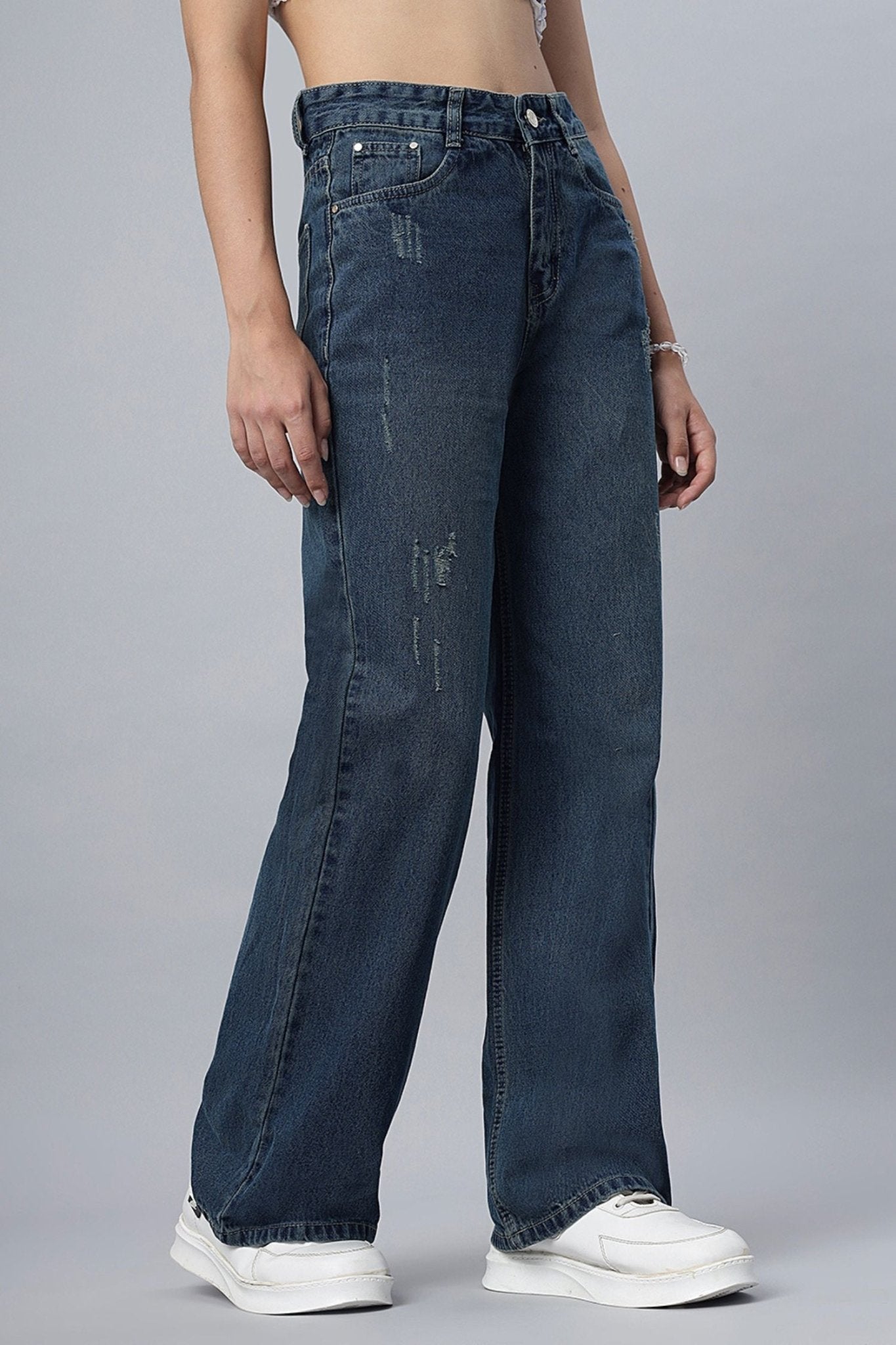 Vintage Straight-Leg Ripped Jeans - Freyaa USA & Canada